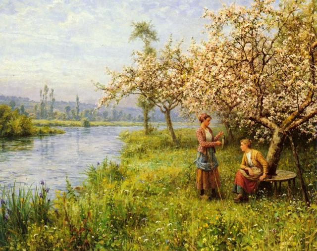 Country Women after Fishing on a Summer's Day, by Louis Aston Knight